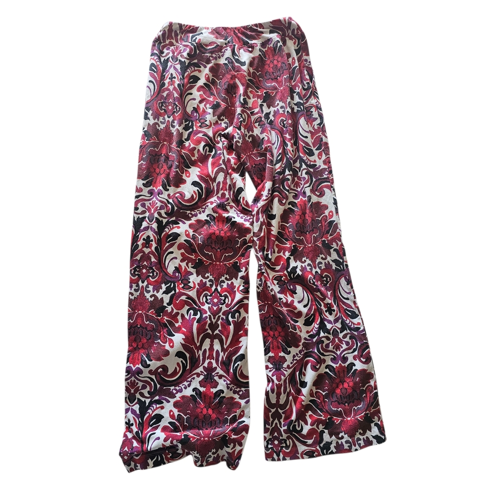 Soma Lounge Pants XS Burgundy Floral Print Soft Stretch Sleepwear